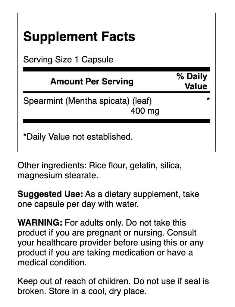 Swanson Full Spectrum Spearmint Leaf Capsules, 400 mg, 60 Count