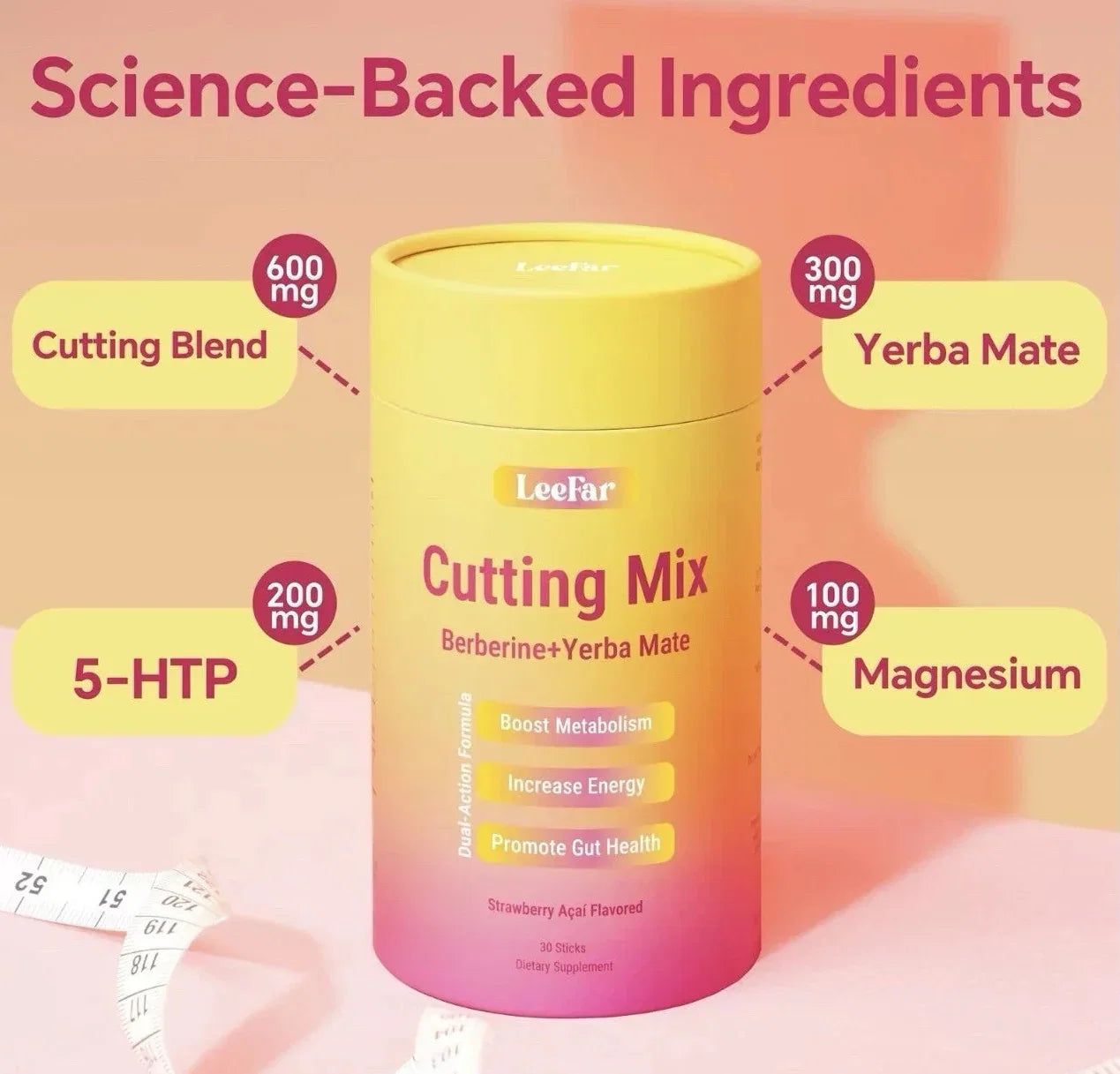 Leefar Cutting Drink Mix – Berberine, Chromium, 5-HTP, Yerba Mate & Magnesium